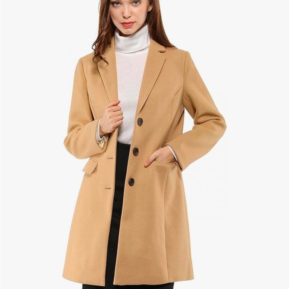 Allegra K camel single breasted Pea Coat size  Med - Picture 4 of 7